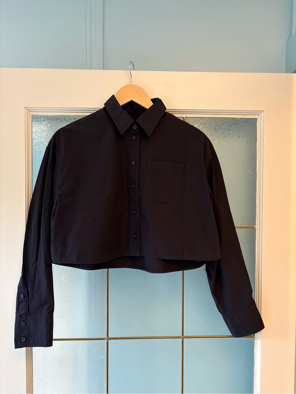 COS Cropped Button-Down Shirt in Navy